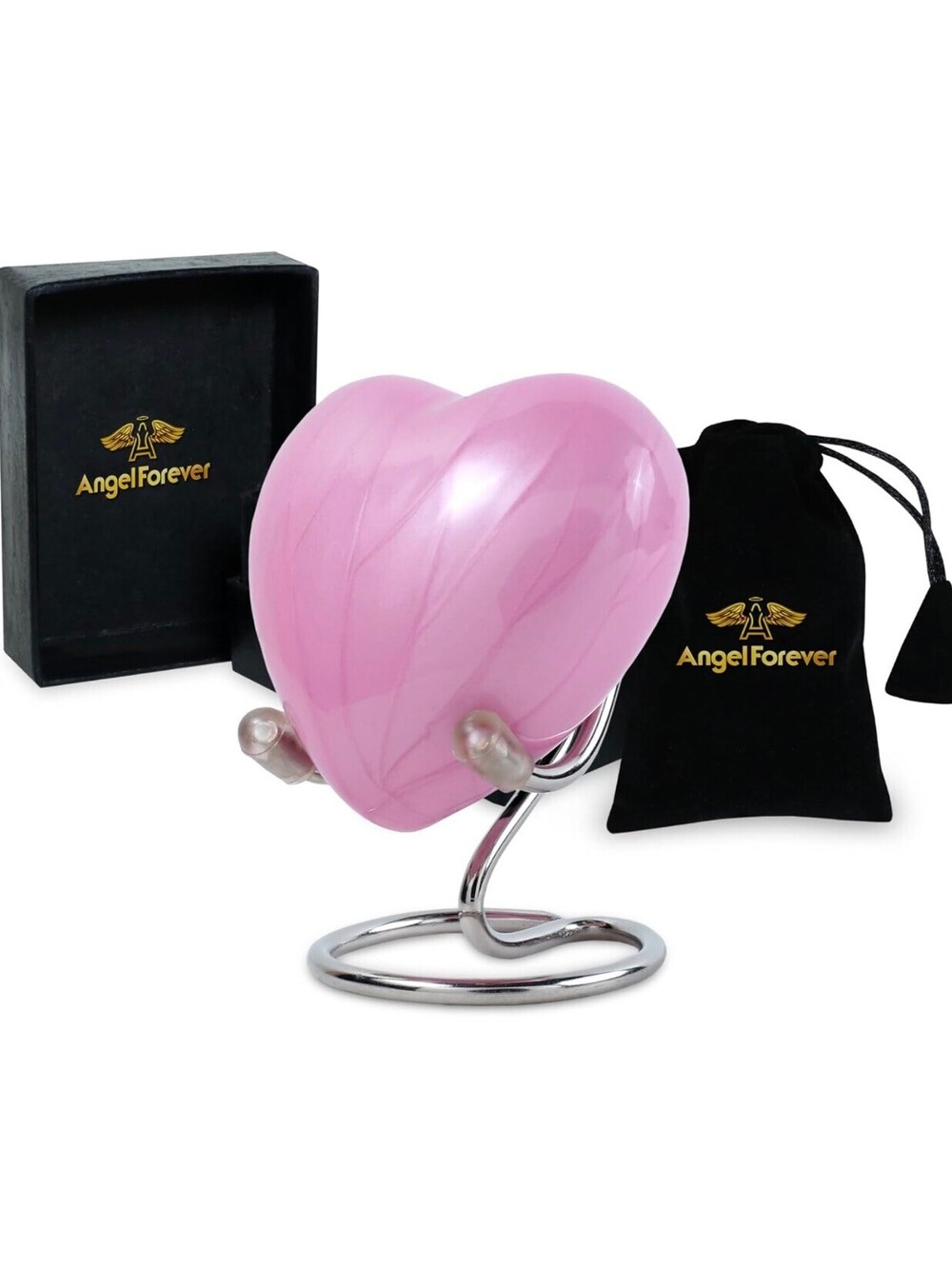 Angel Forever Pink Heart Keepsake Urn for Human Ashes
